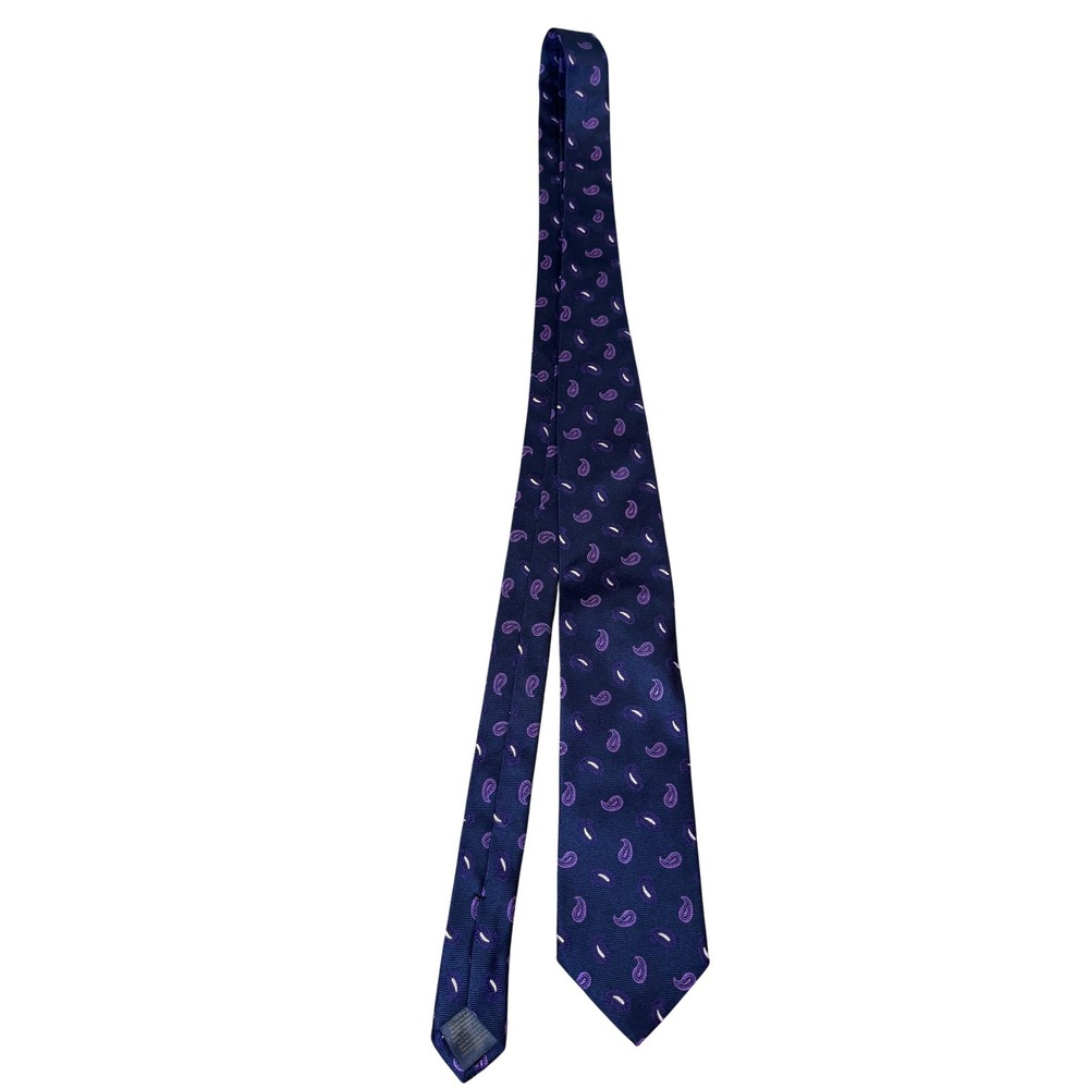 Brooks Brothers Tie Mens Navy Purple Paisley Necktie Business Classic Formal